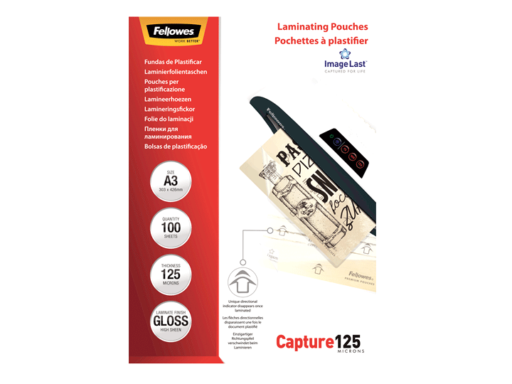 LAMINAS FELLOWES A4 216X303X125MIC 100UNID