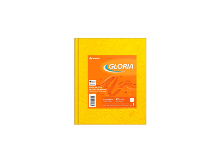 CUADERNO TAPA DURA 16X21 GLORIA FOR AMARILLO 42H RAYADO 60U