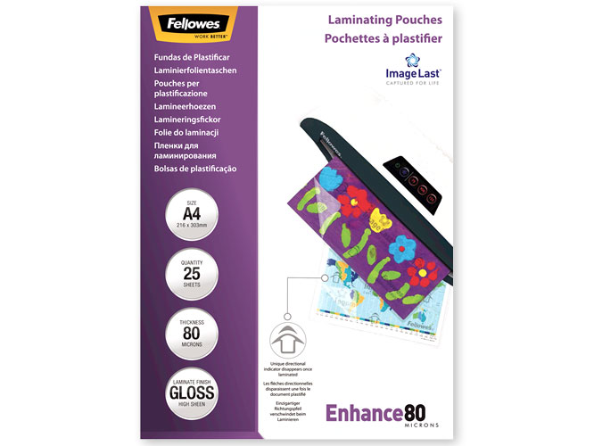 Fundas de Plastificar Brillo A4 80 micras. Pack 25