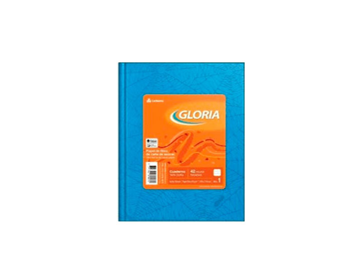 CUADERNO TAPA DURA 16X21 GLORIA FOR CTE 42H RAYADO 60U