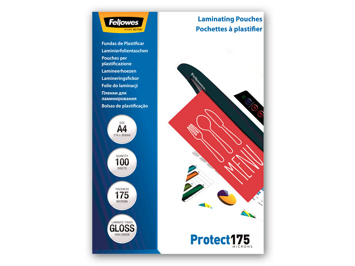 Fundas de Plastificar Brillo A4 175 micras. Pack 100